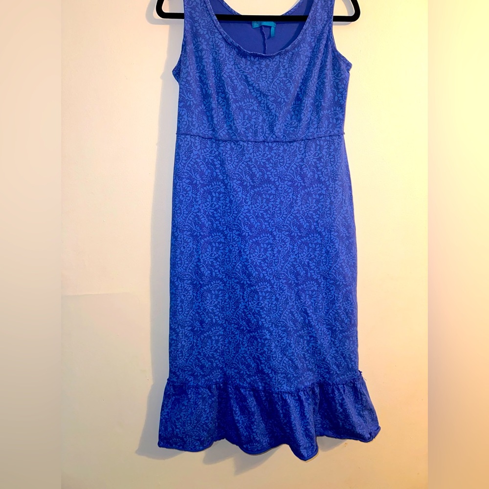 Fresh Produce  Sleeveless A Line Printed Blue Dress  Medium Cotton